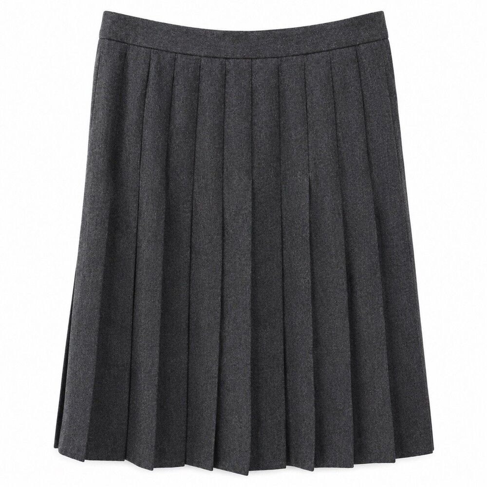 Vtg 90s Evan Picone 100% Worsted Wool Gray Pleated A-Line Skirt USA Women’s 10